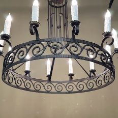 Mid Century Neoclassical Wrought Iron 12-Light Chandelier