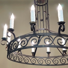 Mid Century Neoclassical Wrought Iron 12-Light Chandelier