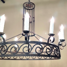 Mid Century Neoclassical Wrought Iron 12-Light Chandelier