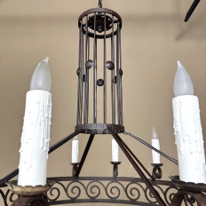 Mid Century Neoclassical Wrought Iron 12-Light Chandelier