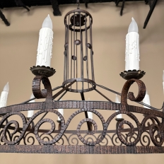 Mid Century Neoclassical Wrought Iron 12-Light Chandelier