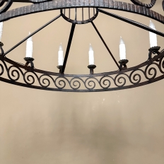 Mid Century Neoclassical Wrought Iron 12-Light Chandelier