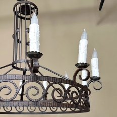 Mid Century Neoclassical Wrought Iron 12-Light Chandelier