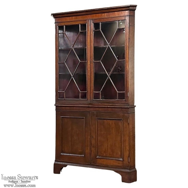 Antique English Georgian Corner Curio Cabinet ~ Display Case