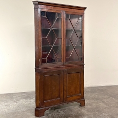 Antique English Georgian Corner Curio Cabinet ~ Display Case