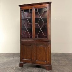 Antique English Georgian Corner Curio Cabinet ~ Display Case