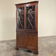 Antique English Georgian Corner Curio Cabinet ~ Display Case
