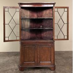 Antique English Georgian Corner Curio Cabinet ~ Display Case