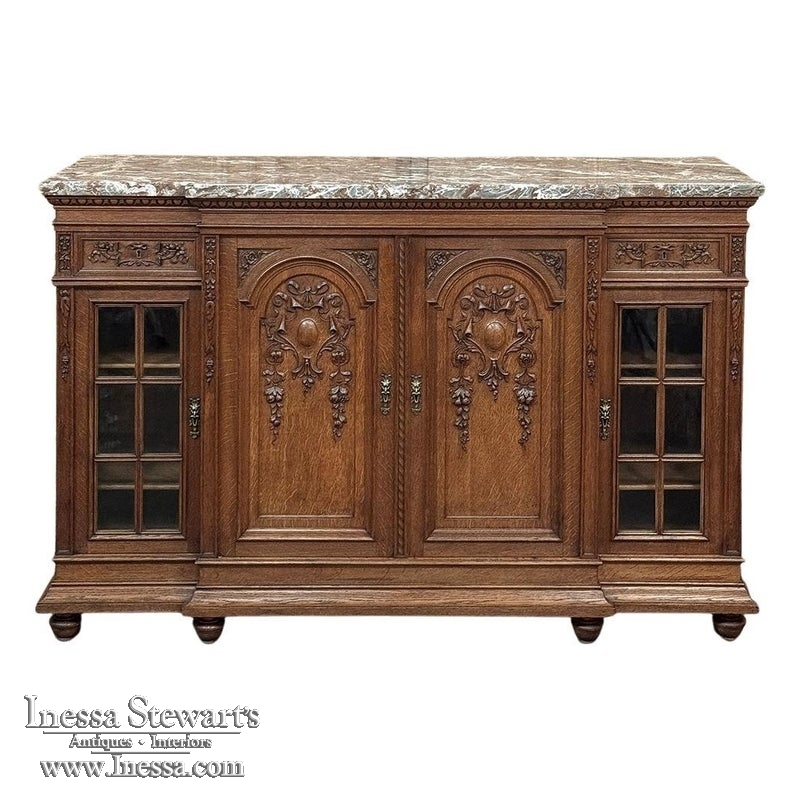 19th Century French Louis XVI Marble Top Display Buffet