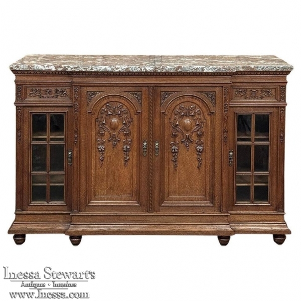 19th Century French Louis XVI Marble Top Display Buffet