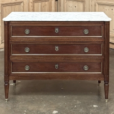 Antique French Louis XVI Mahogany Commode with Carrara Marble