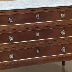 Antique French Louis XVI Mahogany Commode with Carrara Marble