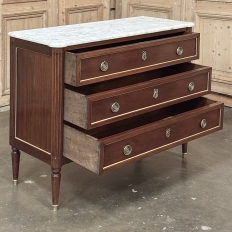 Antique French Louis XVI Mahogany Commode with Carrara Marble