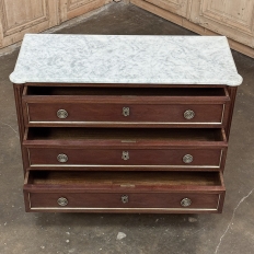 Antique French Louis XVI Mahogany Commode with Carrara Marble