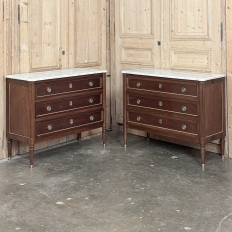 Antique French Louis XVI Mahogany Commode with Carrara Marble