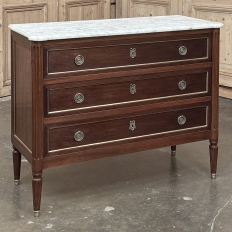 Antique French Louis XVI Mahogany Commode with Carrara Marble