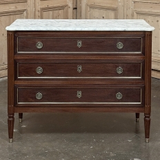 Antique French Louis XVI Mahogany Commode with Carrara Marble