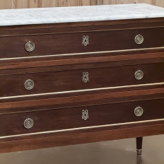 Antique French Louis XVI Mahogany Commode with Carrara Marble