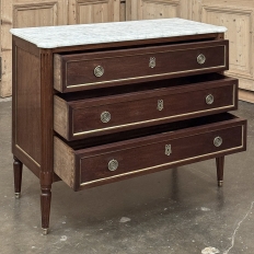 Antique French Louis XVI Mahogany Commode with Carrara Marble