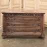 19th Century French Henri II Marble Top Walnut Commode