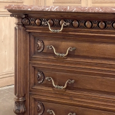19th Century French Henri II Marble Top Walnut Commode