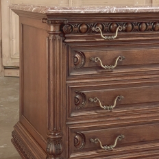19th Century French Henri II Marble Top Walnut Commode