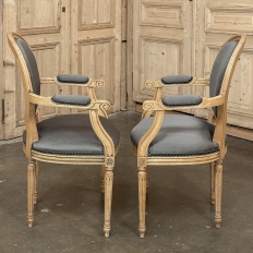 Pair Antique French Louis XVI Medallion Armchairs ~ Fauteuils
