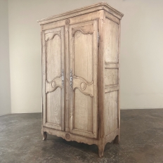 19th Century Country French Armoire in Stripped Oak