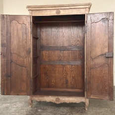 19th Century Country French Armoire in Stripped Oak