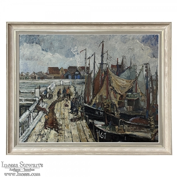 Antique Framed Oil Painting on Canvas by Rene Clarot (1882-1972)