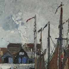 Antique Framed Oil Painting on Canvas by Rene Clarot (1882-1972)