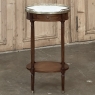 Antique Louis XVI Oval End Table ~ Lamp Table with Carrara Marble