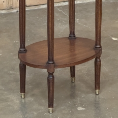 Antique Louis XVI Oval End Table ~ Lamp Table with Carrara Marble