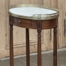 Antique Louis XVI Oval End Table ~ Lamp Table with Carrara Marble