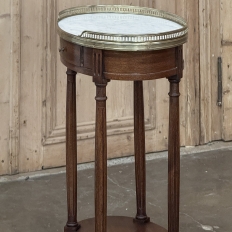 Antique Louis XVI Oval End Table ~ Lamp Table with Carrara Marble