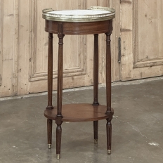 Antique Louis XVI Oval End Table ~ Lamp Table with Carrara Marble