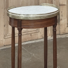 Antique Louis XVI Oval End Table ~ Lamp Table with Carrara Marble