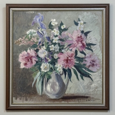 Framed Still Life Oil Painting on Canvas by G. Davoise