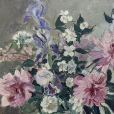 Framed Still Life Oil Painting on Canvas by G. Davoise