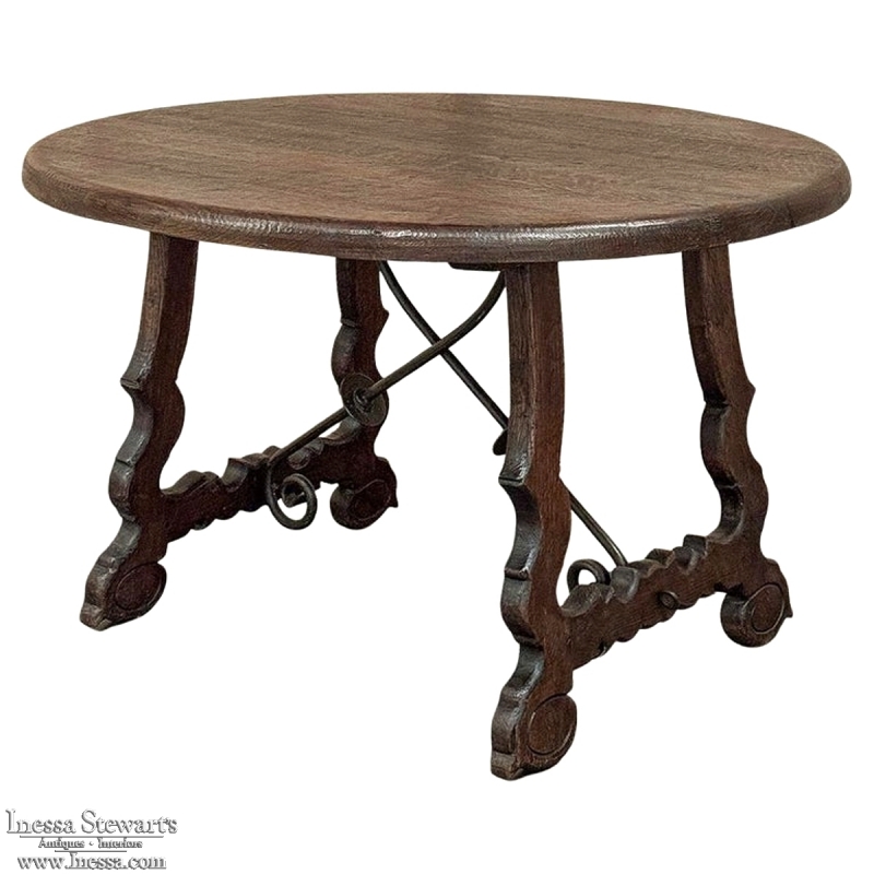 Antique Rustic Spanish Round Center Table