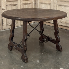 Antique Rustic Spanish Round Center Table