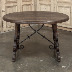 Antique Rustic Spanish Round Center Table
