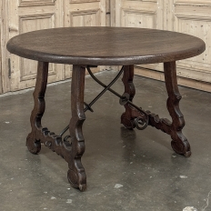 Antique Rustic Spanish Round Center Table