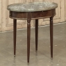 Antique French Louis XVI Mahogany Marble Top Oval Bouillotte Table