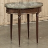 Antique French Louis XVI Mahogany Marble Top Oval Bouillotte Table