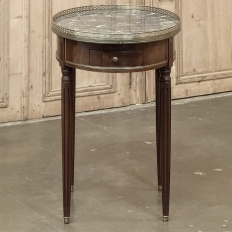 Antique French Louis XVI Mahogany Marble Top Oval Bouillotte Table