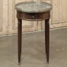 Antique French Louis XVI Mahogany Marble Top Oval Bouillotte Table