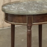 Antique French Louis XVI Mahogany Marble Top Oval Bouillotte Table