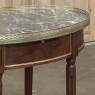 Antique French Louis XVI Mahogany Marble Top Oval Bouillotte Table