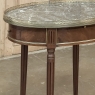 Antique French Louis XVI Mahogany Marble Top Oval Bouillotte Table